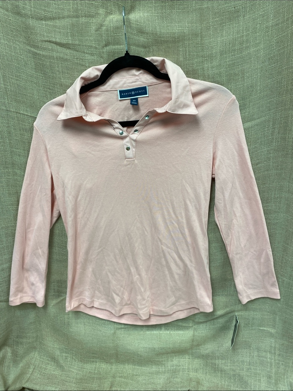 Nautica Light Pink Long Sleeve Polo Shirt